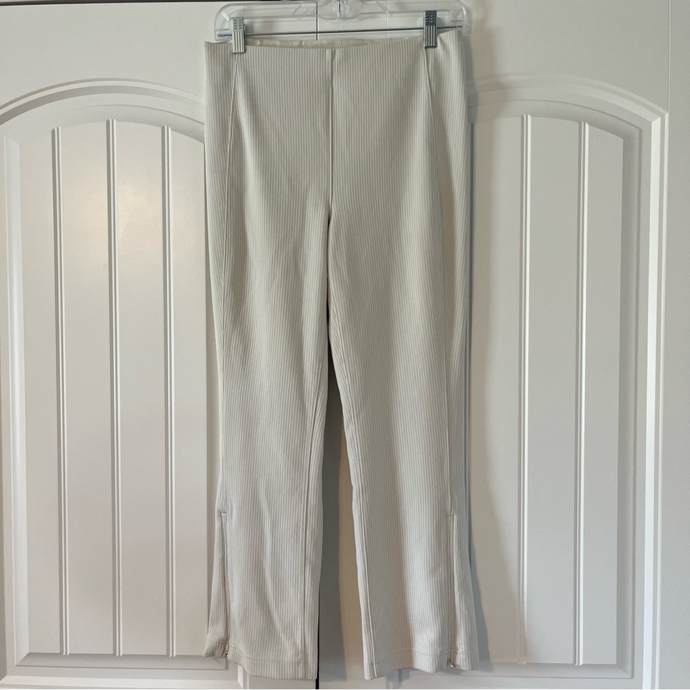 lululemon athletica Beige Ribbed Flare Leg Pants